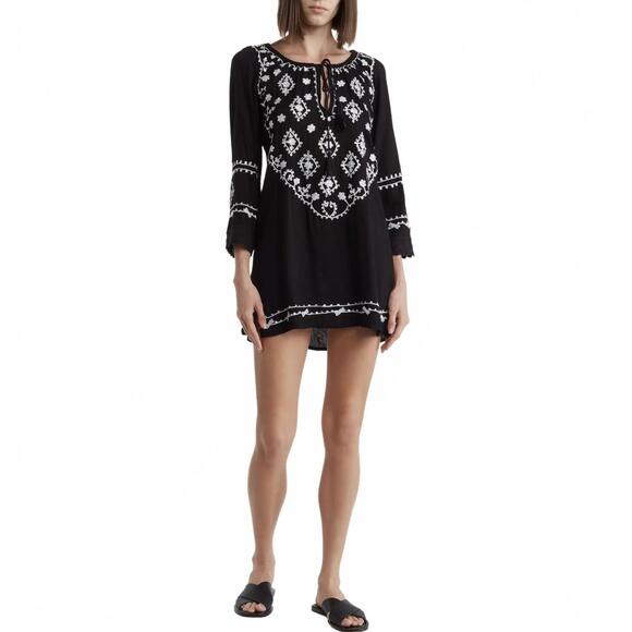Boho Me Other - Boho Me Embroidered Sequin Cover-Up Tunic NWT Black Medium